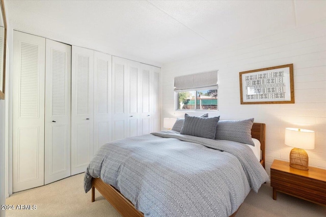 carpeted bedroom with a closet