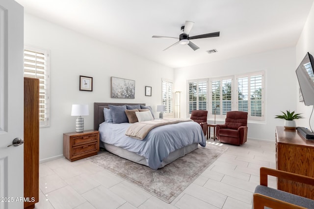 bedroom featuring ceiling fan