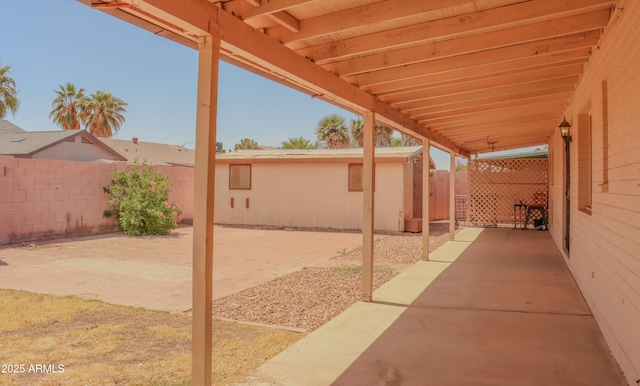 view of patio with a fenced backyard