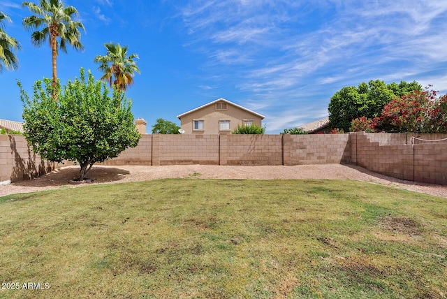 view of yard featuring a fenced backyard