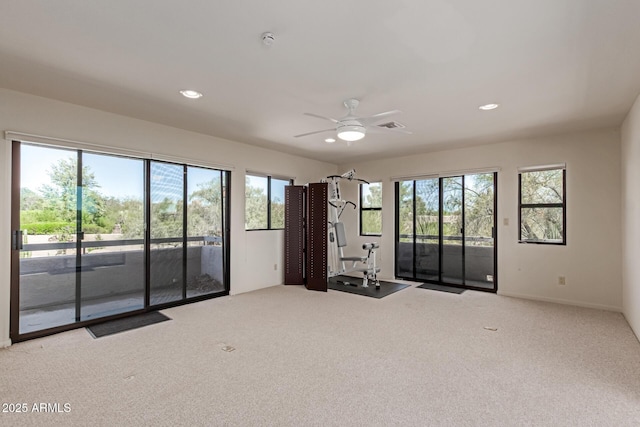 1305 Coyote Pass, Carefree, AZ 85377 - empty room with visible vents, ceiling fan, recessed lighting, and carpet flooring