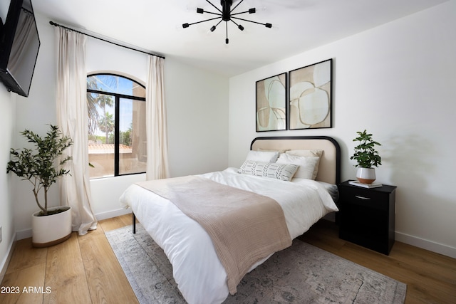 bedroom featuring light wood-type flooring