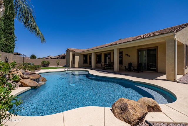 21842 E Via De Olivos, Queen Creek, AZ 85142 - view of swimming pool featuring a fenced backyard and a patio area