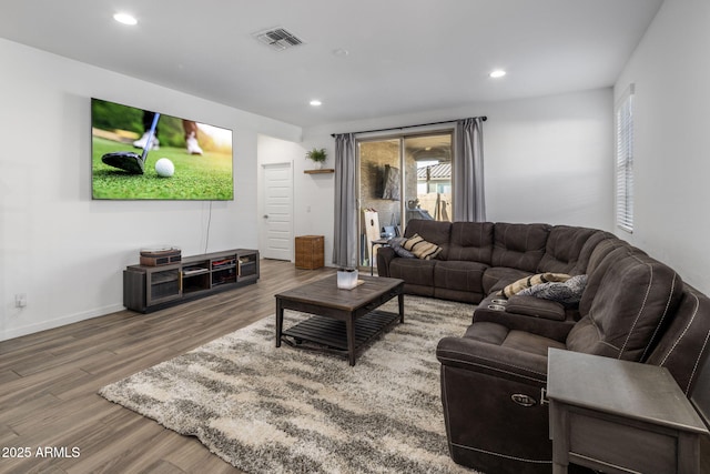 living room with wood-type flooring