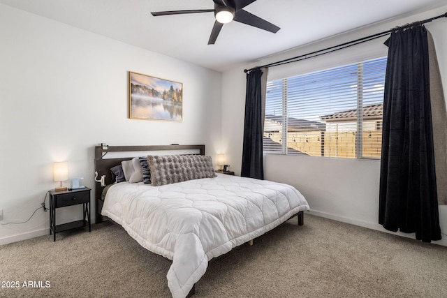 bedroom featuring carpet floors and ceiling fan