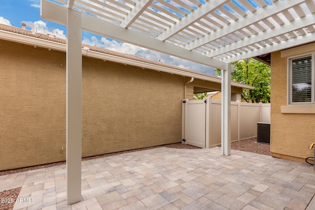 1162 S Agnes Ln, Gilbert, AZ 85296 - view of patio / terrace featuring fence, a pergola, and central AC unit
