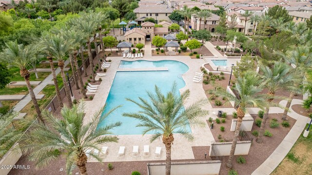 1162 S Agnes Ln, Gilbert, AZ 85296 - community pool featuring a gazebo, fence, a patio, and a residential view