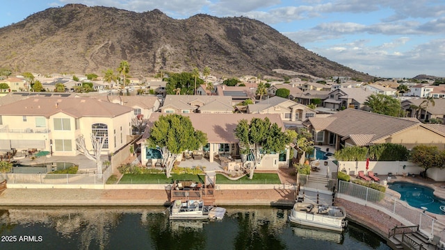 view of mountain feature featuring a water view