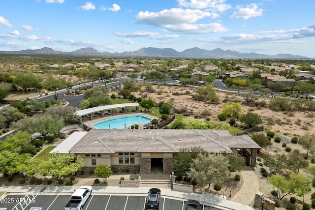aerial view with a mountain view