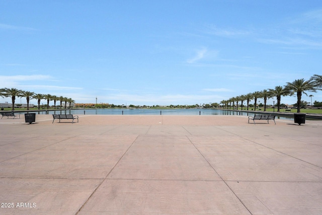 view of property's community with a water view