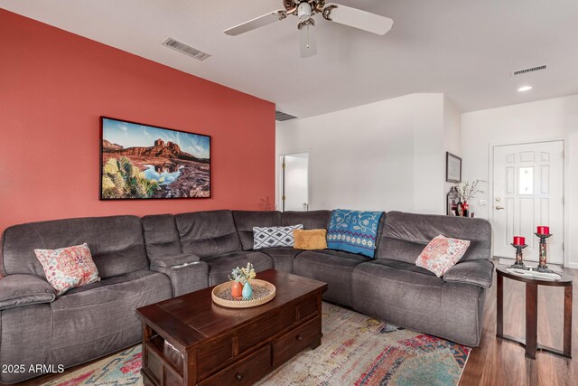 16331 W Tierra Way, Surprise, AZ 85374 - living area featuring light wood-style flooring, ceiling fan, and visible vents