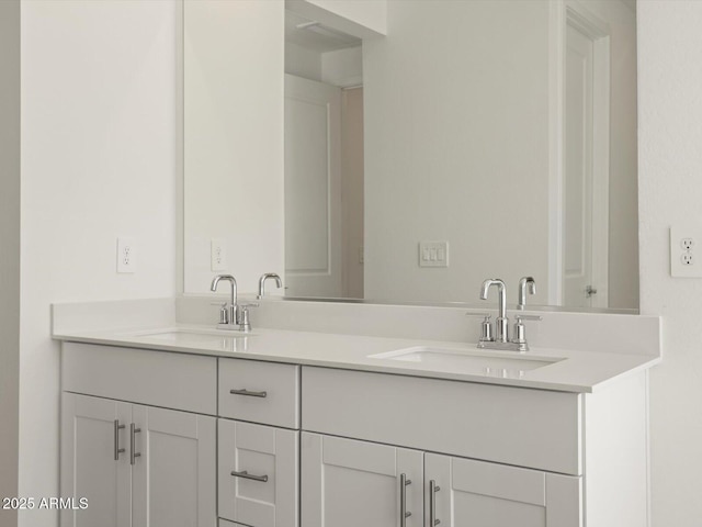 bathroom with double vanity and a sink