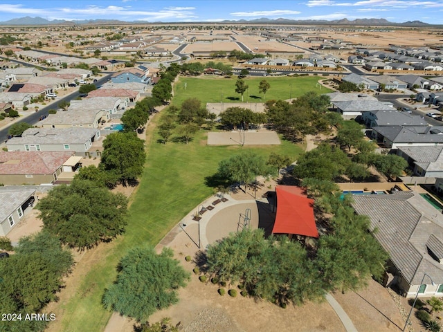 birds eye view of property featuring a residential view and a mountain view