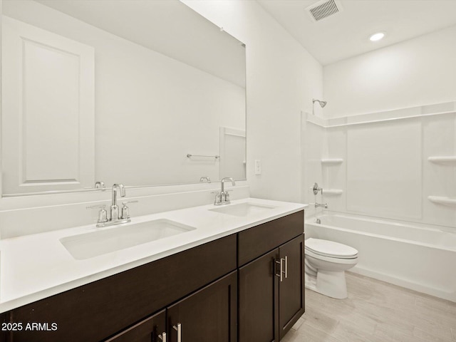 4035 S 176th Dr, Goodyear, AZ 85338 - full bathroom featuring double vanity, bathtub / shower combination, and recessed lighting