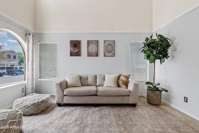 2286 E Mohave Ln, Apache Junction, AZ 85119 - carpeted living room featuring a high ceiling