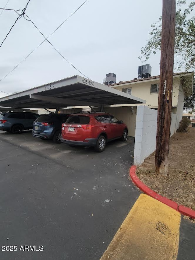 view of covered parking lot