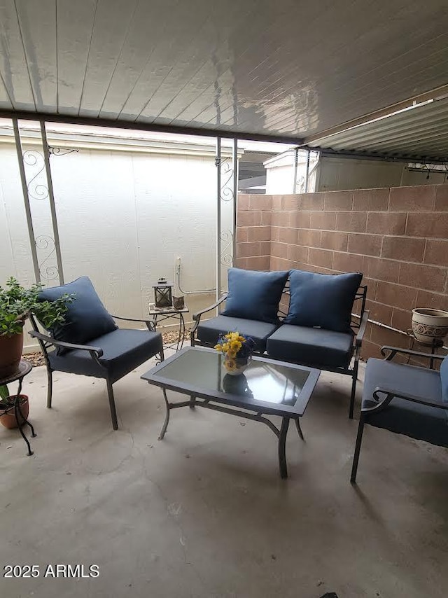 view of patio featuring an outdoor hangout area