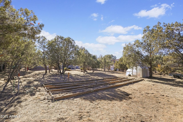 view of yard with an outbuilding