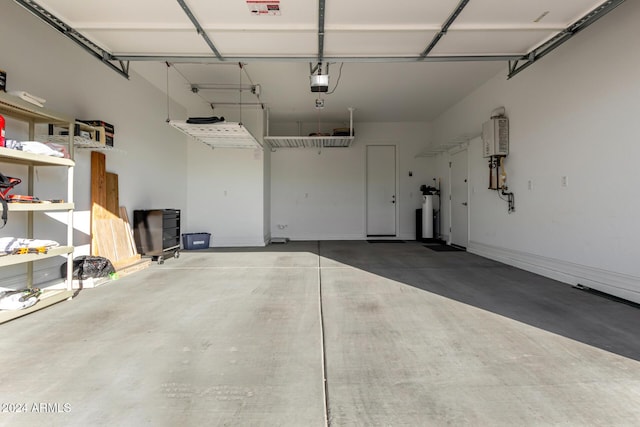 garage with tankless water heater