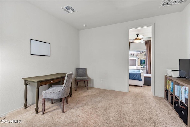 view of carpeted home office