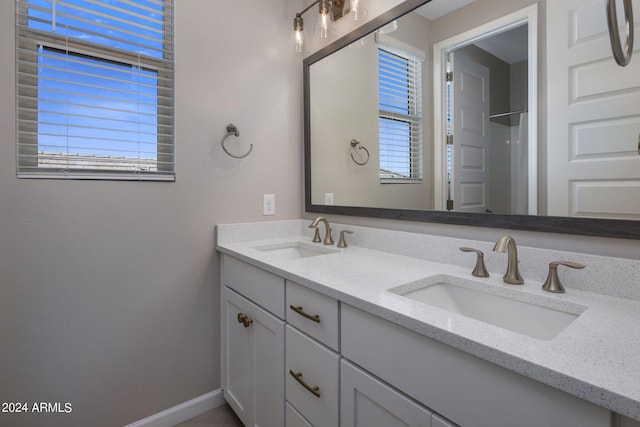 bathroom with a wealth of natural light and double vanity