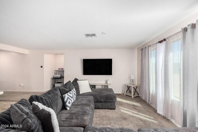 living room with carpet floors