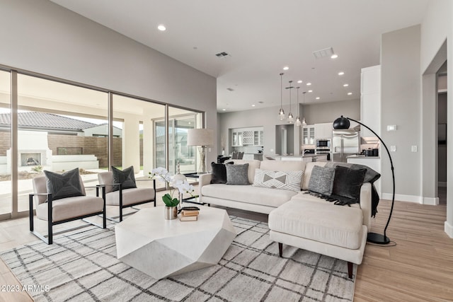 living room featuring light hardwood / wood-style floors