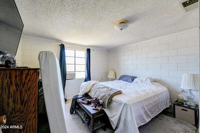 bedroom featuring a textured ceiling