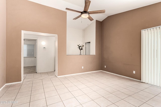 3006 W Matthew Dr, Phoenix, AZ 85027 - unfurnished room with a ceiling fan, baseboards, light tile patterned flooring, and high vaulted ceiling