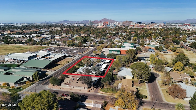 aerial view featuring a mountain view