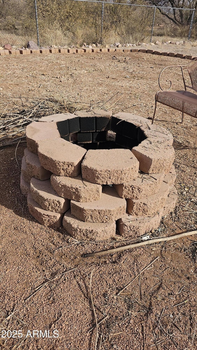 details featuring a fire pit