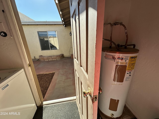 exterior space featuring water heater