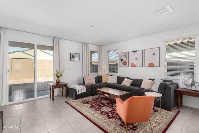 view of tiled living room