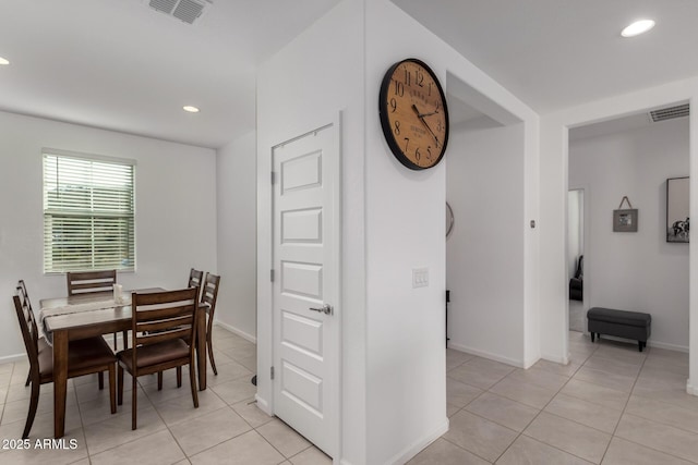 dining room with light tile patterned floors