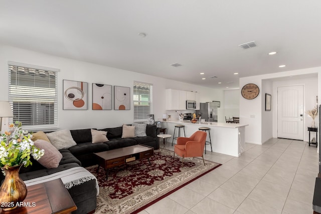 view of tiled living room