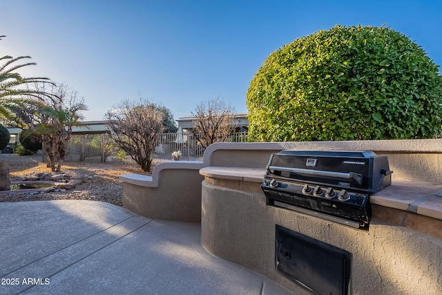 view of patio featuring area for grilling and exterior kitchen