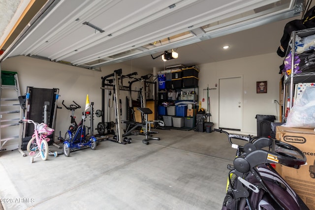 garage with a garage door opener