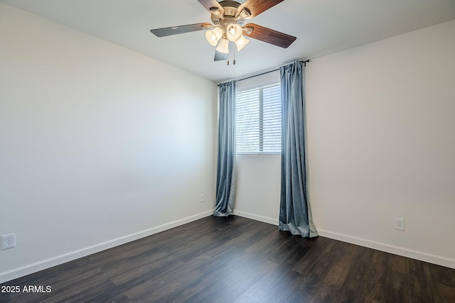 10925 E Toluca Ave, Mesa, AZ 85212 - empty room with dark wood-style floors, a ceiling fan, and baseboards