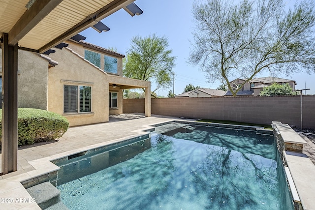 10925 E Toluca Ave, Mesa, AZ 85212 - view of pool featuring a fenced backyard, a patio area, and a ceiling fan