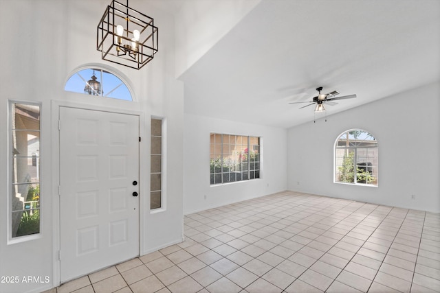 1203 W Escuda Rd, Phoenix, AZ 85027 - foyer entrance featuring light tile patterned floors, a chandelier, and a ceiling fan