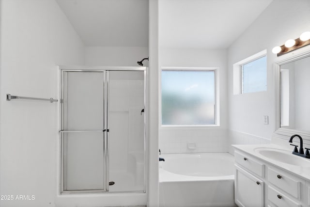 1203 W Escuda Rd, Phoenix, AZ 85027 - full bath with vanity, a shower stall, and a garden tub
