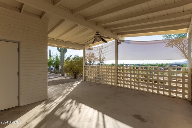 view of patio / terrace featuring ceiling fan