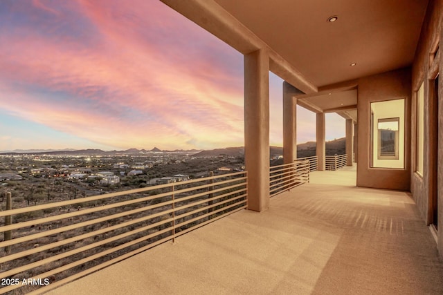 balcony featuring a mountain view