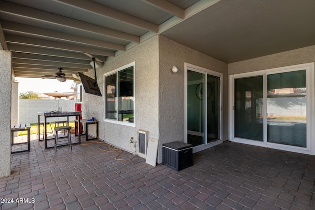 view of patio with ceiling fan