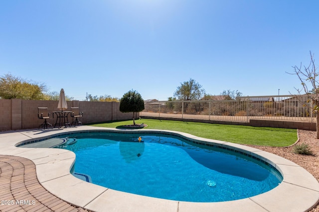 view of pool featuring a fenced in pool and a fenced backyard