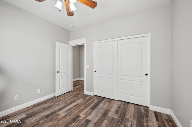 824 E Chelsea Dr, San Tan Valley, AZ 85140 - unfurnished bedroom featuring baseboards, a closet, and wood finished floors