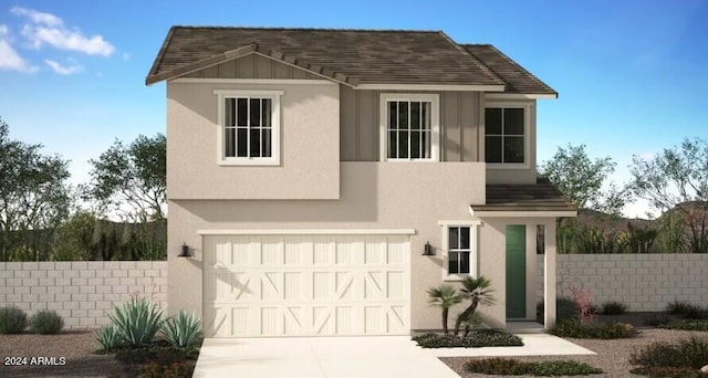 view of front of property featuring a garage