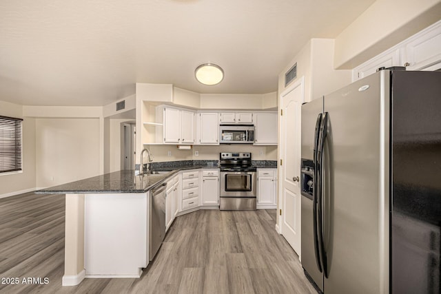 1655 W Stanford Ave, Gilbert, AZ 85233 - kitchen with stainless steel appliances, a sink, light wood-style floors, and open shelves