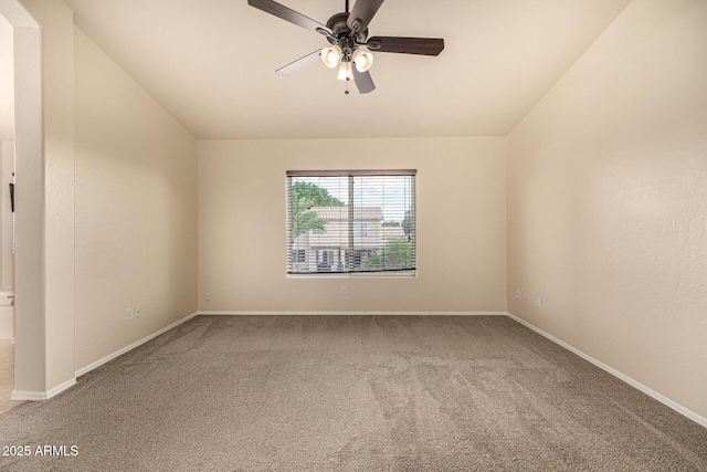 1655 W Stanford Ave, Gilbert, AZ 85233 - carpeted empty room featuring a ceiling fan, baseboards, and lofted ceiling