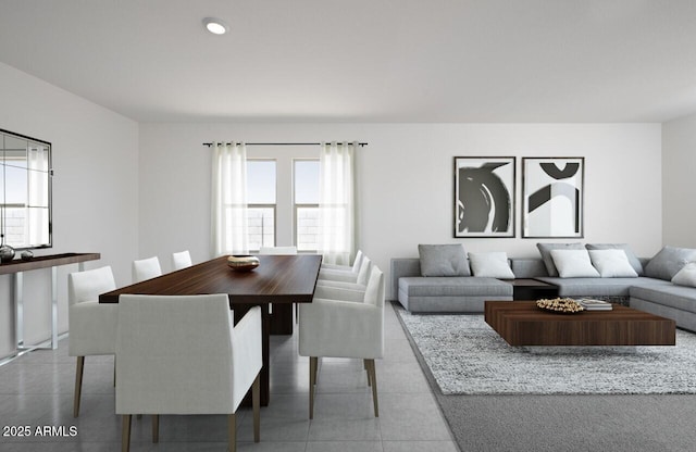 dining area with light tile patterned flooring